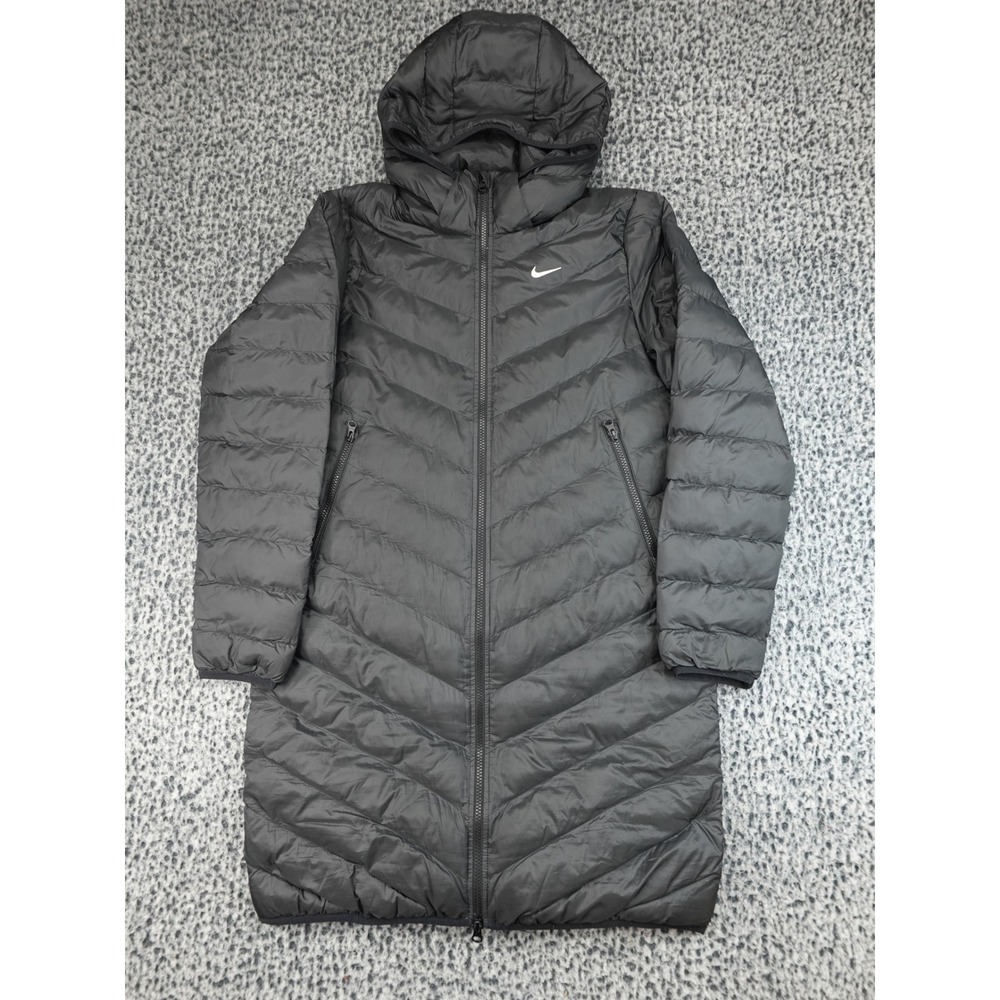 Nike Puffer Jacket Womens S Black Therma-FIT Primaloft Longline Parka HV2460-010